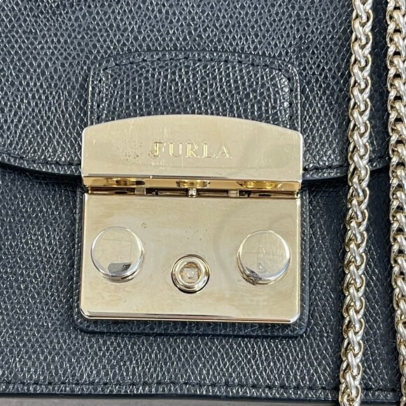 Furla Black Leather Mini Metropolis Chain Crossbody Bag - Preowned - Picture 11 of 16